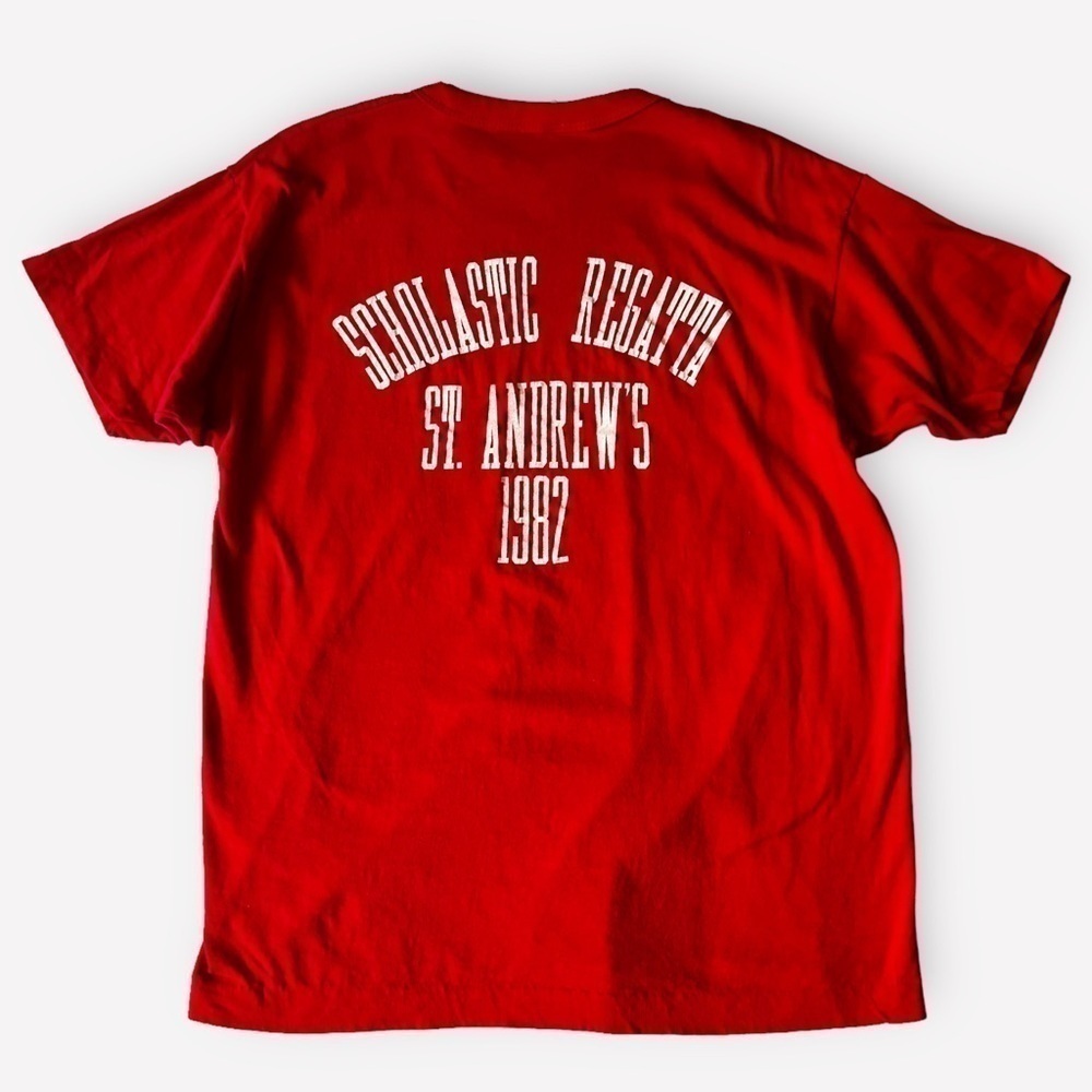 VINTAGE 1982 Scholastic Regatta St. Andrew’s Tee Single Stitch by Champion Red S